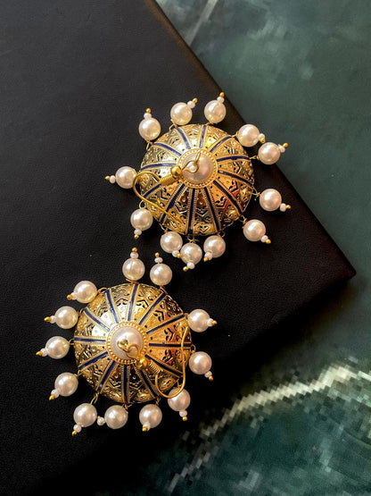 Meenakari Dome Shape Ethnic Jhumka Earring