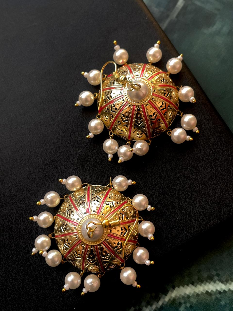 Meenakari Dome Shape Ethnic Jhumka Earring