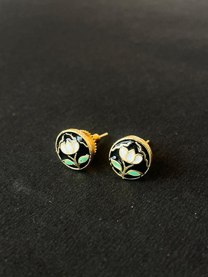 Meenakari Floral Print Small Stud Earring