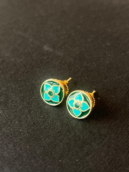 Gold- Plated Meenakari Small Stud Earring