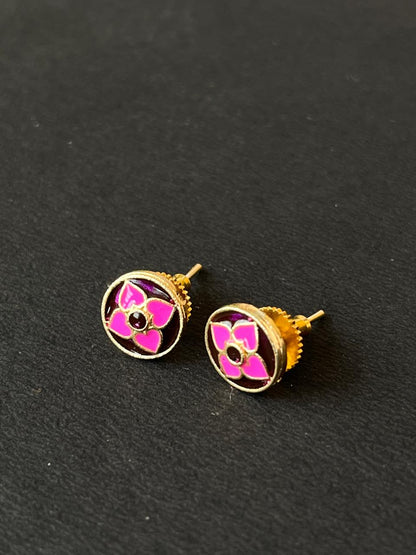 Gold- Plated Meenakari Small Stud Earring