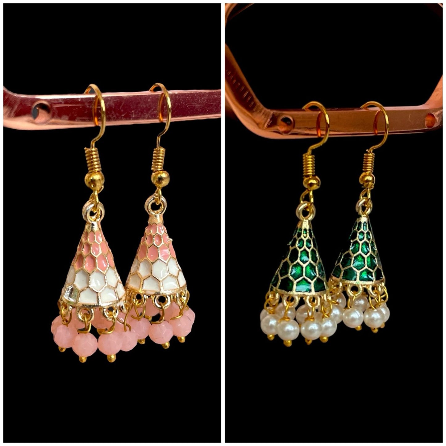 Meenakari Conical small Earring (Set of 2 pairs)