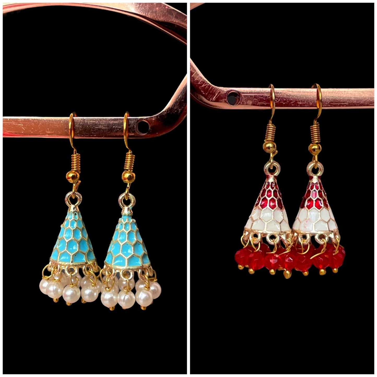 Meenakari Conical small Earring (Set of 2 pairs)