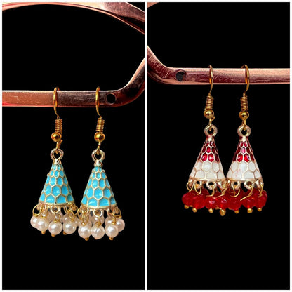 Meenakari Conical small Earring (Set of 2 pairs)
