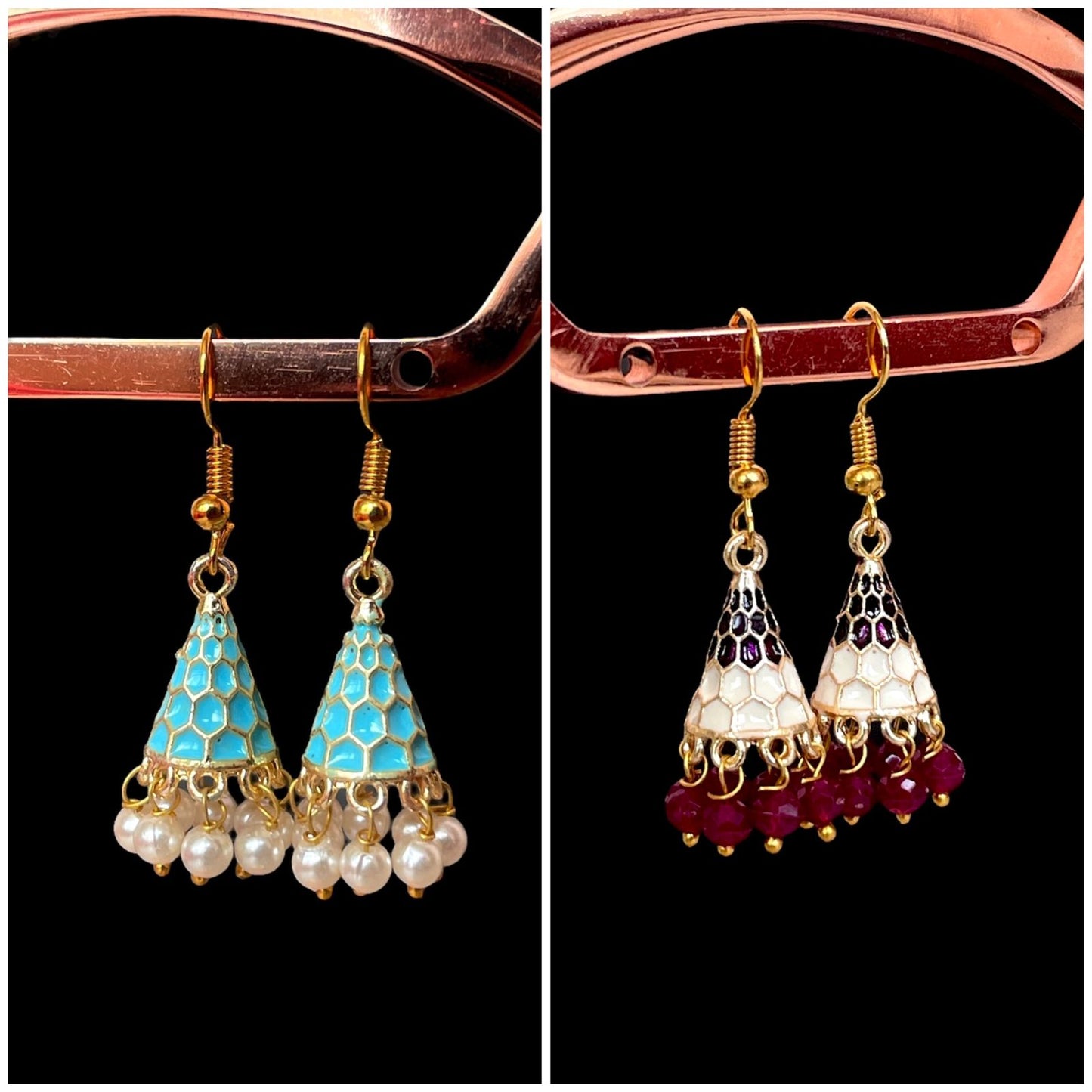 Meenakari Conical small Earring (Set of 2 pairs)