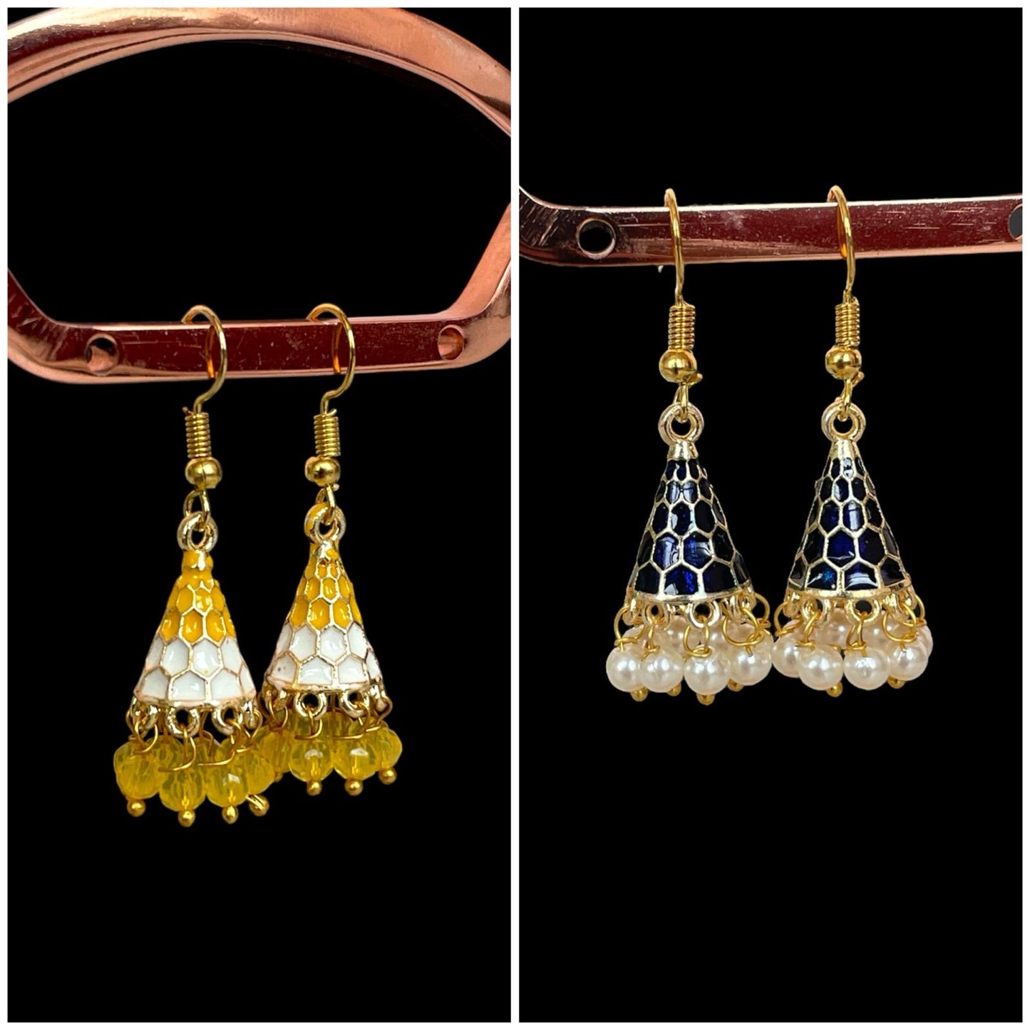 Meenakari Conical small Earring (Set of 2 pairs)