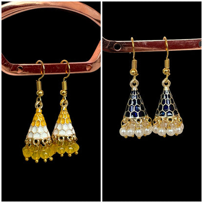 Meenakari Conical small Earring (Set of 2 pairs)