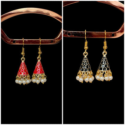Meenakari Conical small Earring (Set of 2 pairs)