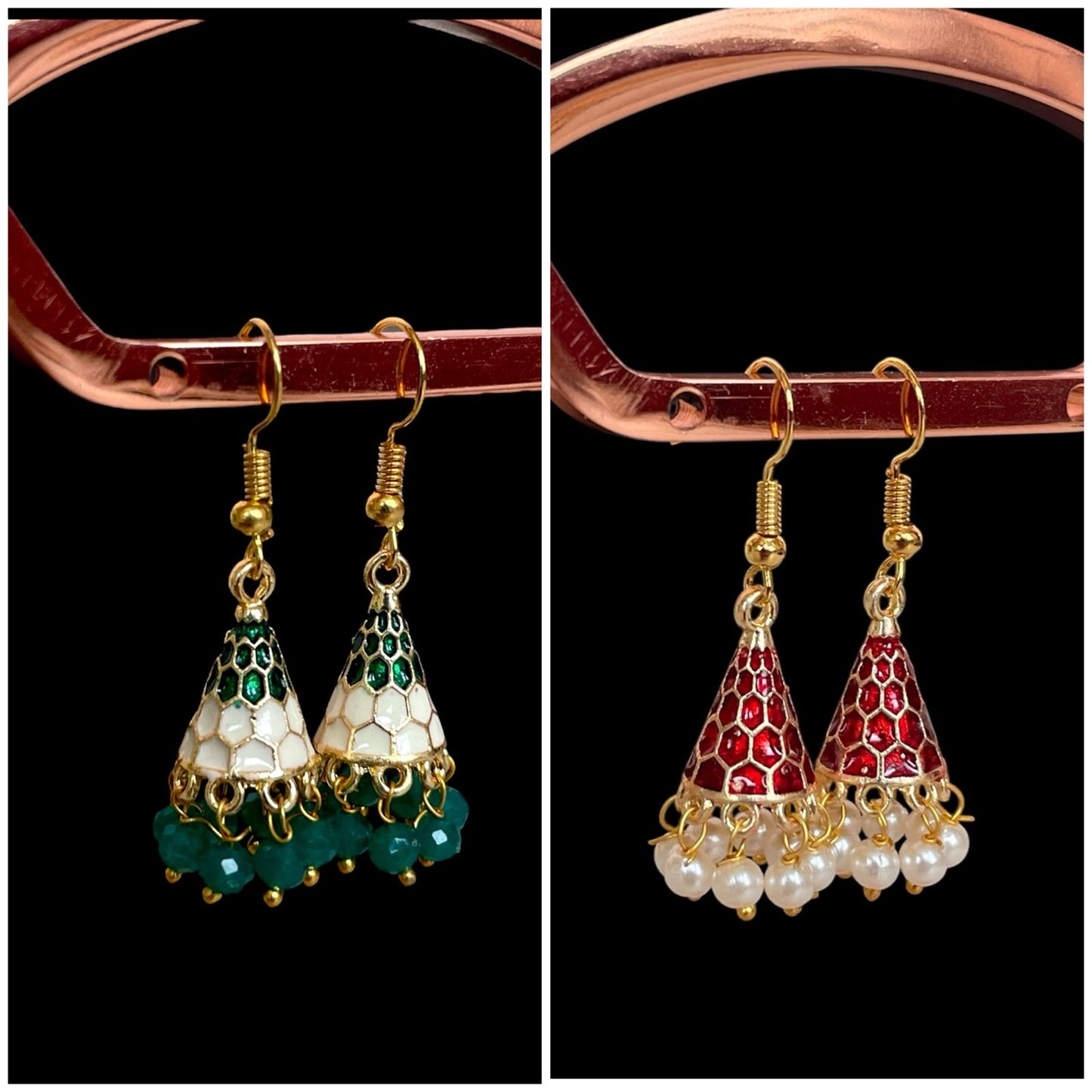 Meenakari Conical small Earring (Set of 2 pairs)
