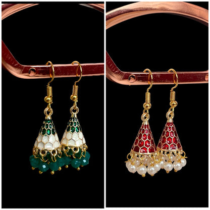 Meenakari Conical small Earring (Set of 2 pairs)
