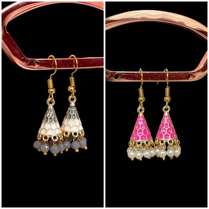 Meenakari Conical small Earring (Set of 2 pairs)