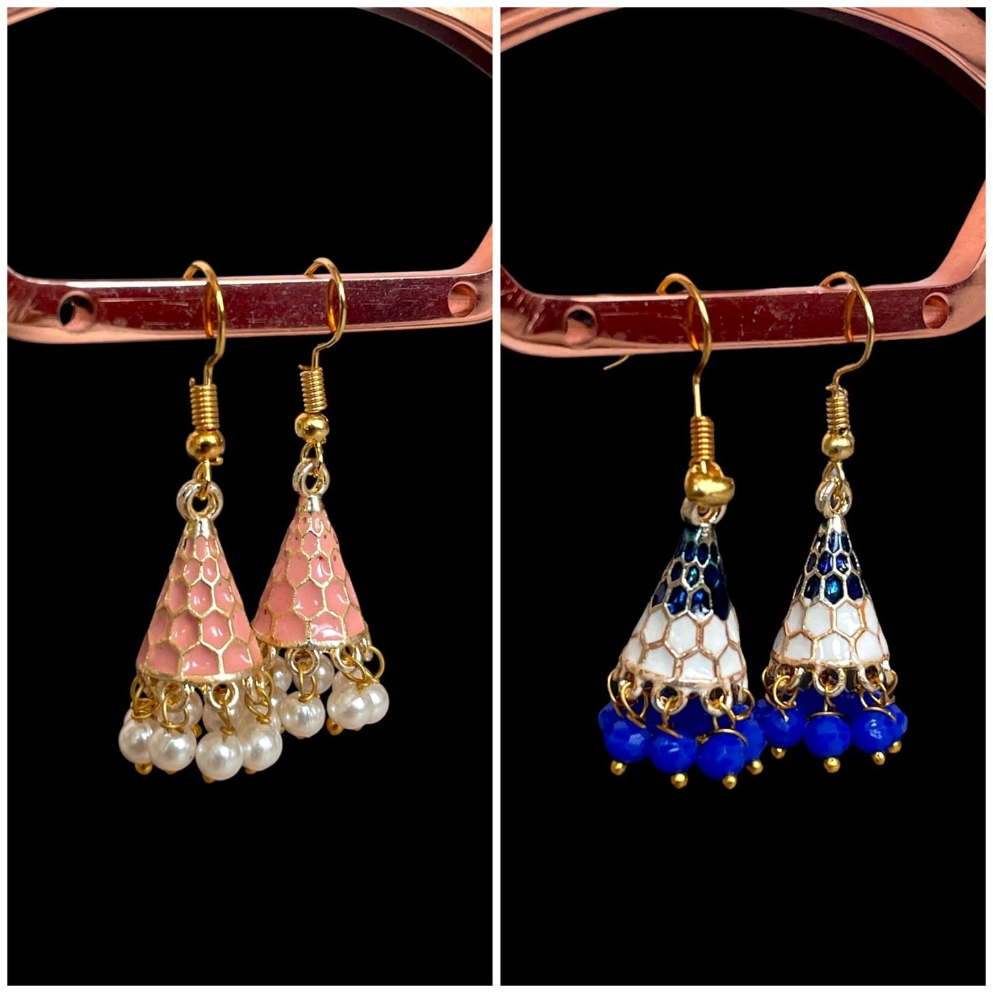 Meenakari Conical small Earring (Set of 2 pairs)