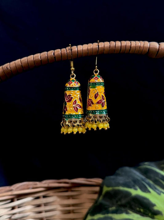 Meenakari Flower Print Earring
