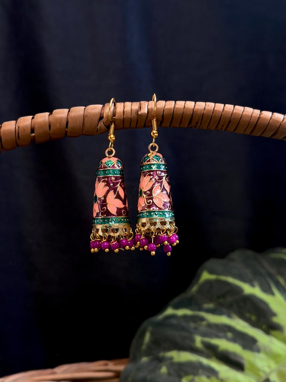 Meenakari Flower Print Earring