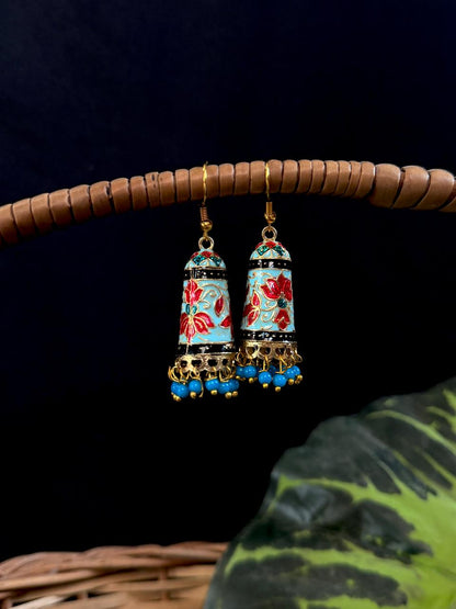 Meenakari Flower Print Earring