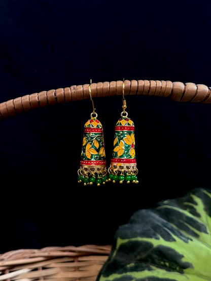 Meenakari Flower Print Earring
