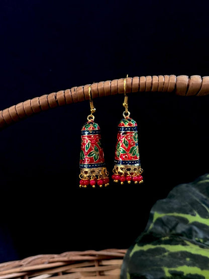 Meenakari Flower Print Earring