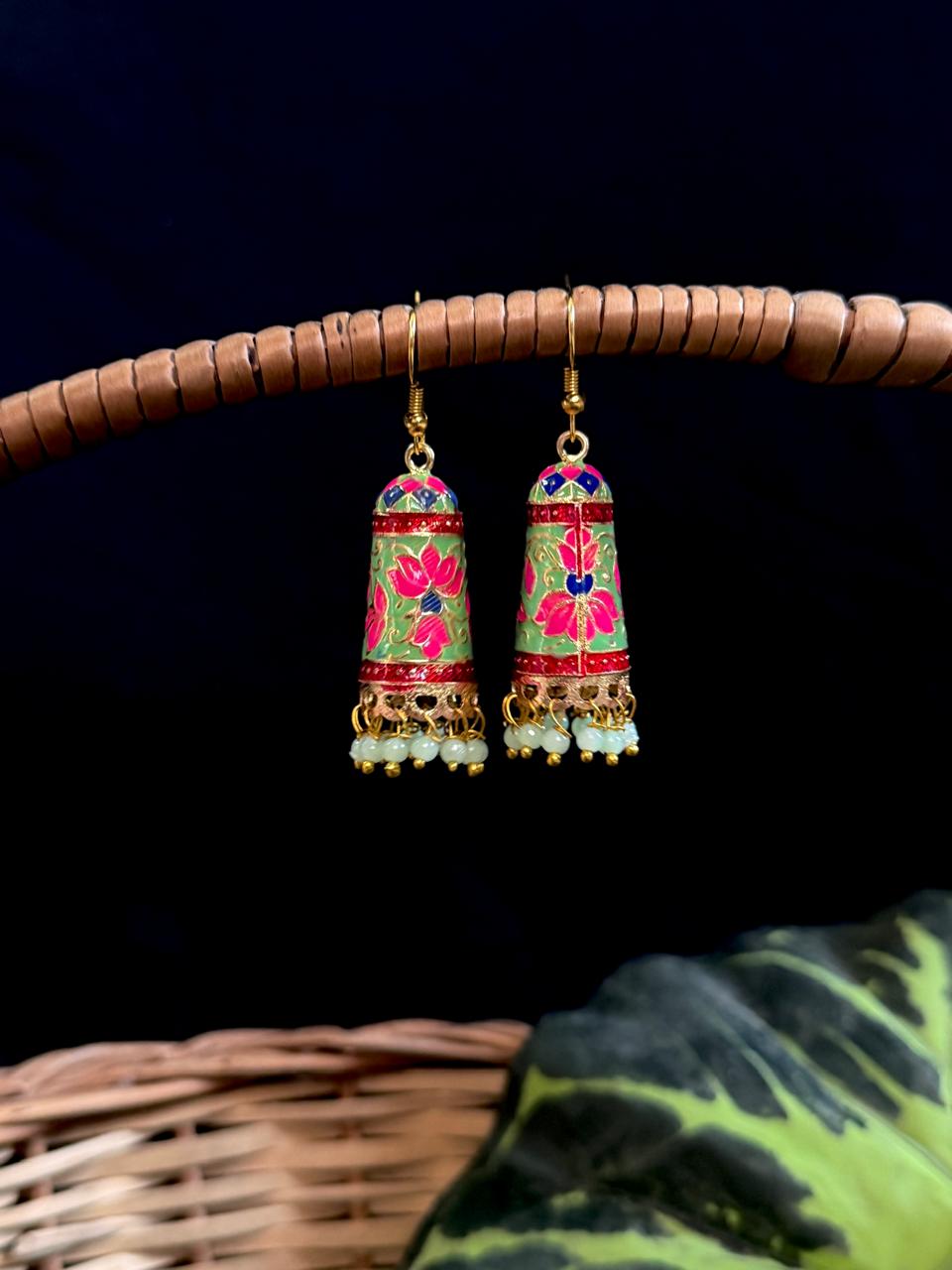 Meenakari Flower Print Earring
