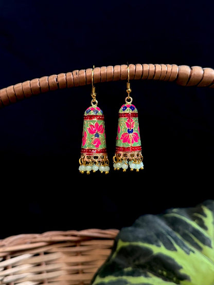 Meenakari Flower Print Earring