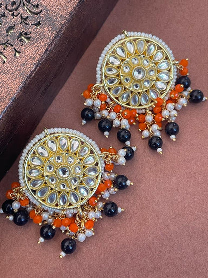Meenakari Stud Earring with Stone and Beads work