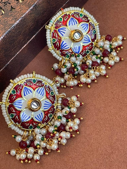 Meenakari Flower Print Ethnic Trendy Stud Earring