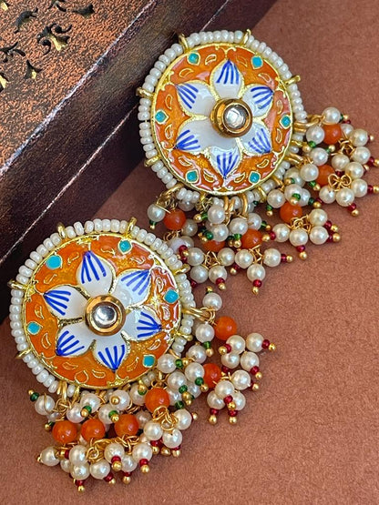 Meenakari Flower Print Ethnic Trendy Stud Earring