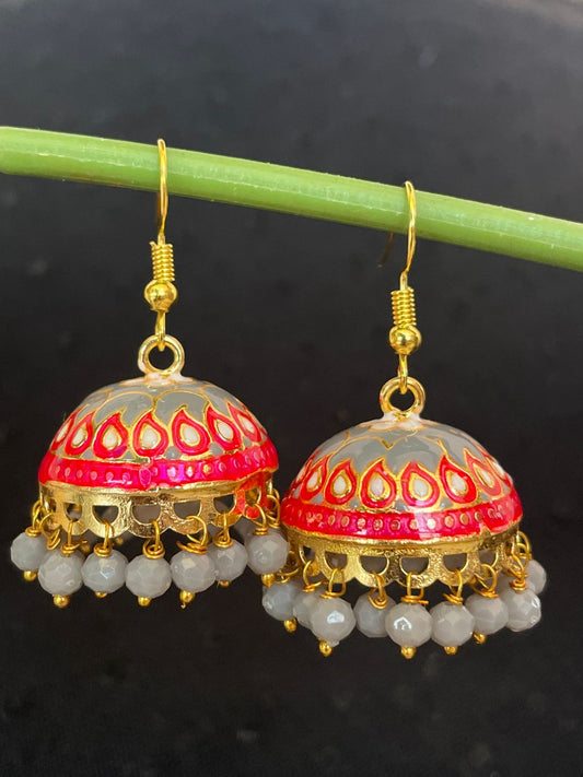 Meenakari Fome shape Jhumka Mango print Earring