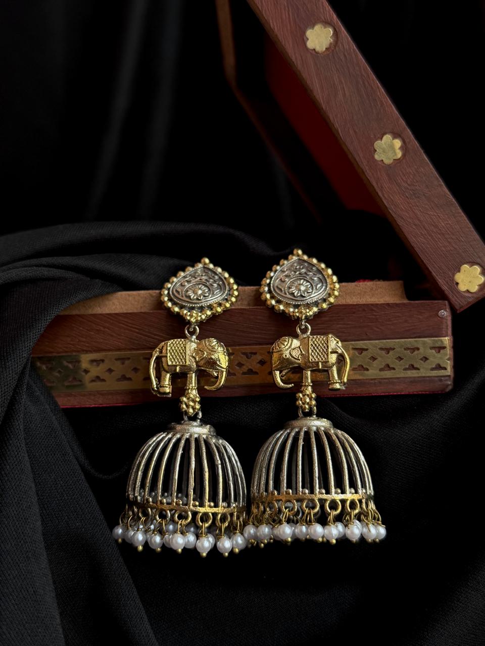 Dual Tone Big Jhumki Partywear Earring