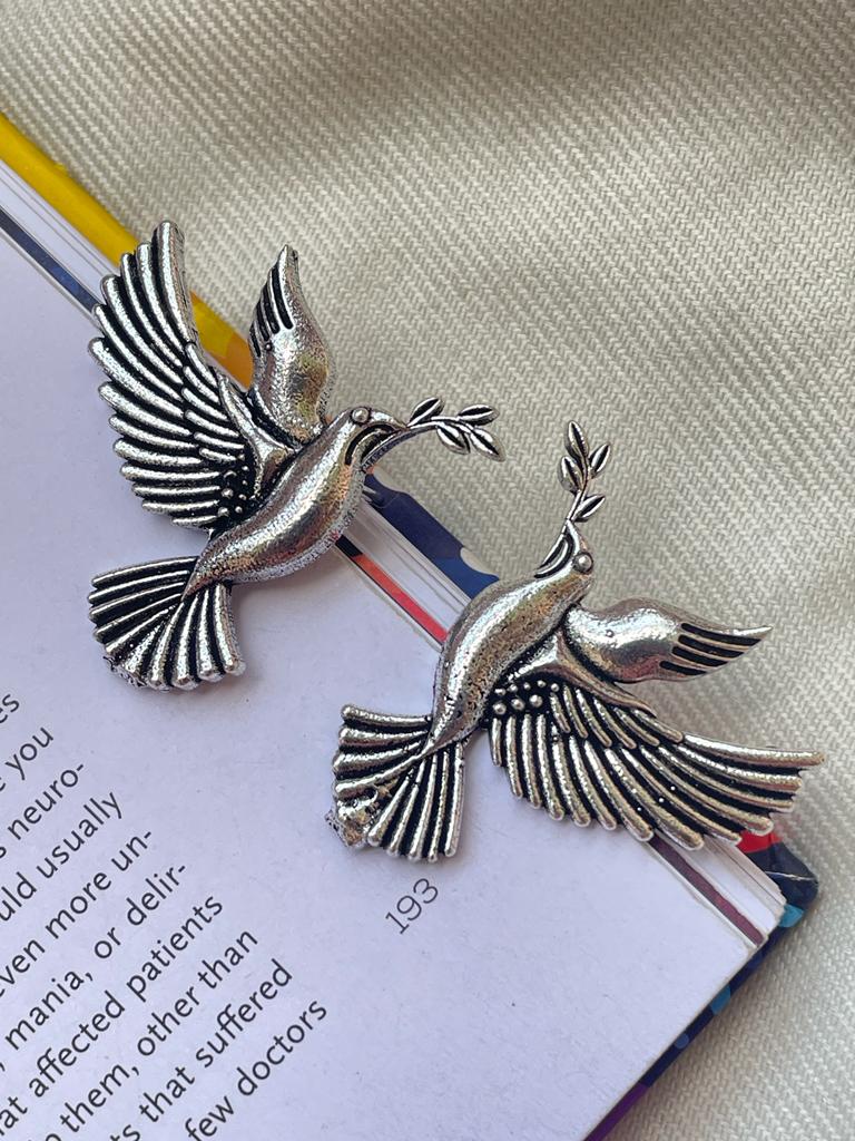 Oxidized Flying Bird Shape Earring