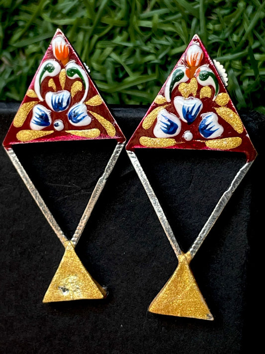 Hand Painted Kite Shape Stud Earring