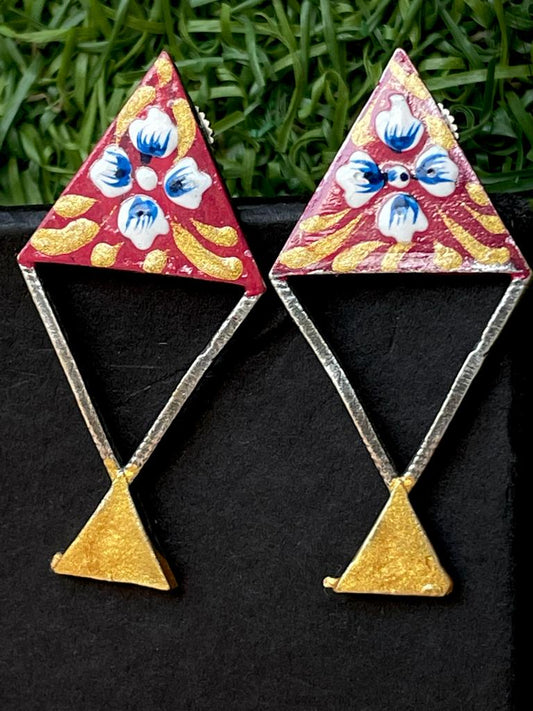 Hand Painted Kite Shape Stud Earring