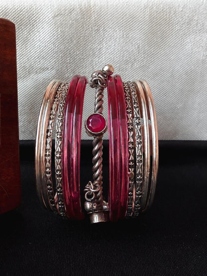 Acrylic Bangles with Metal Bangles set