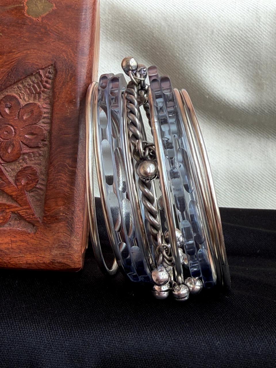 Acrylic Bangles with Metal Bangles set