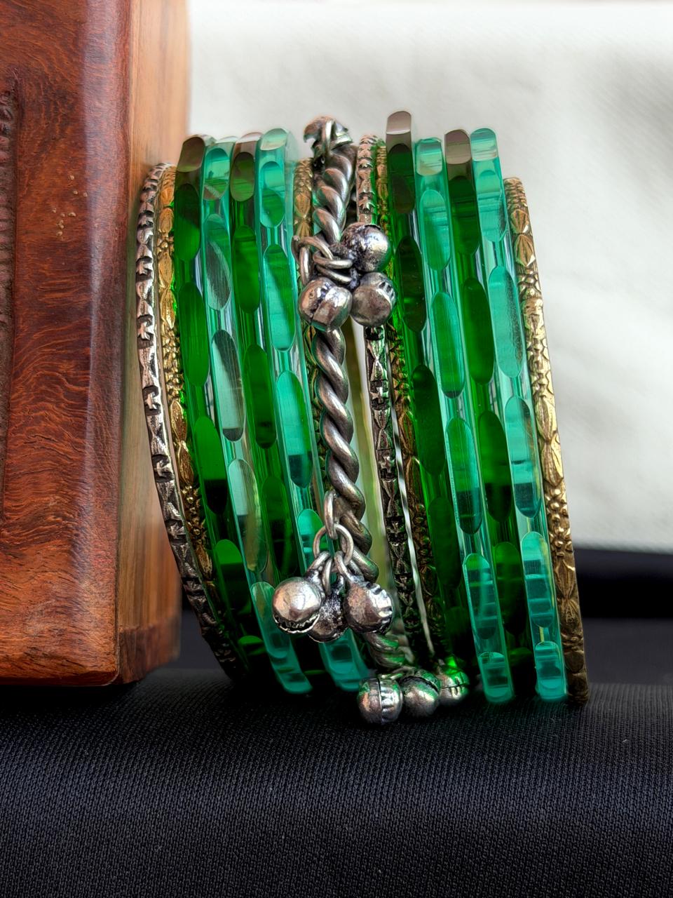Acrylic Bangles with Metal Bangles set