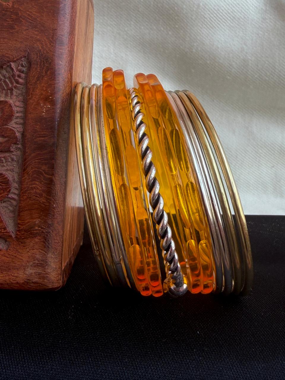 Acrylic Jelly Bangles with Metal Bangles set