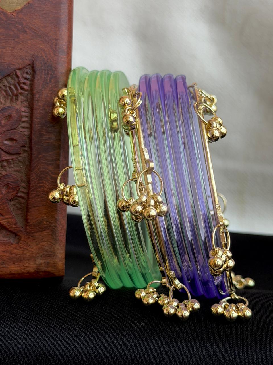 Acrylic Bangles with Metal Bangles set