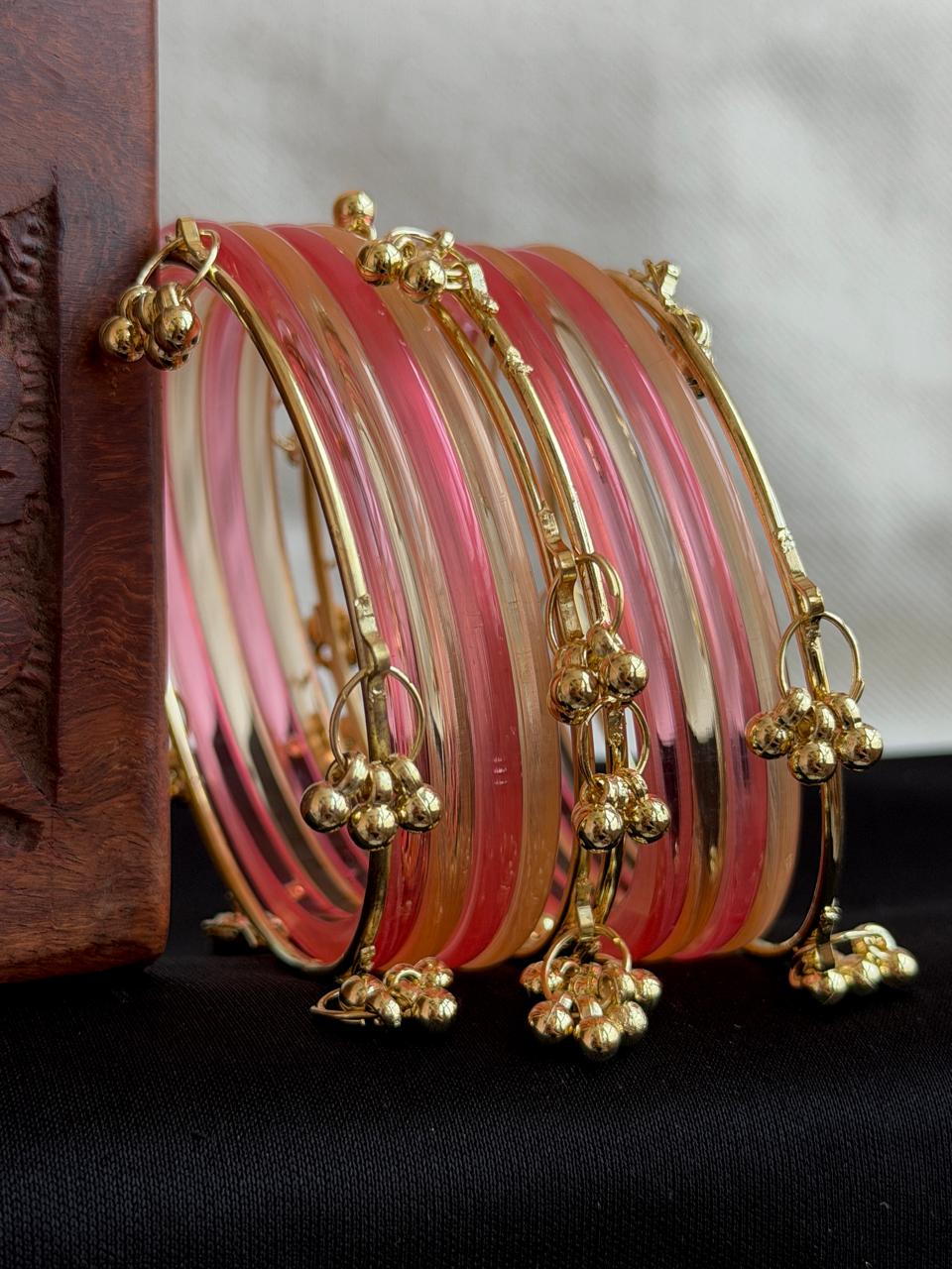 Acrylic Bangles with Metal Bangles set