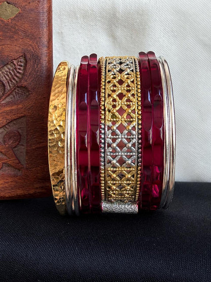 Acrylic Jelly Bangles with Metal Bangles and Kada set