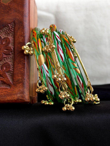 Glass Bangles with Metal Bangles set