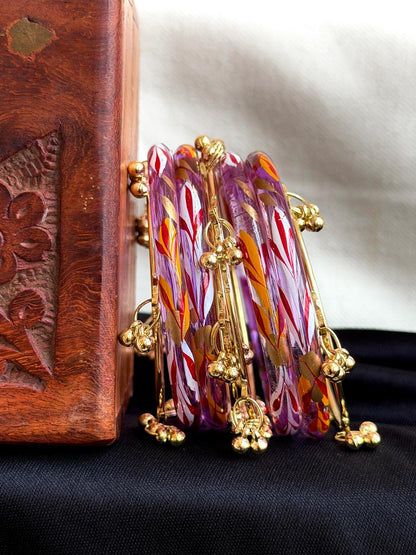 Glass Bangles with Metal Bangles set