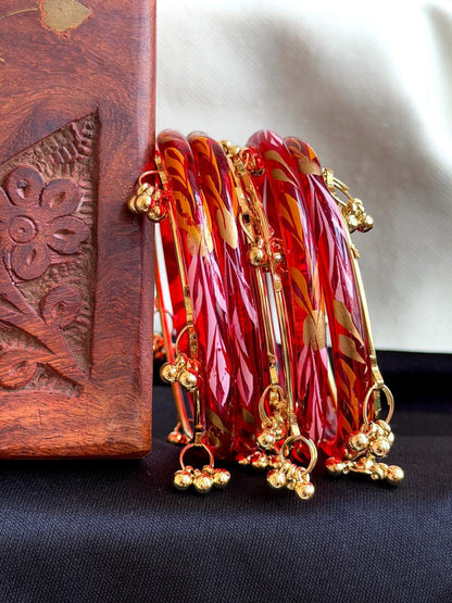 Glass Bangles with Metal Bangles set