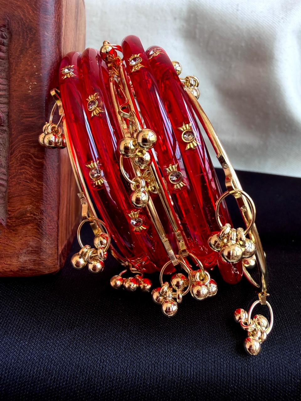 Acrylic Bangles with Metal Bangles set