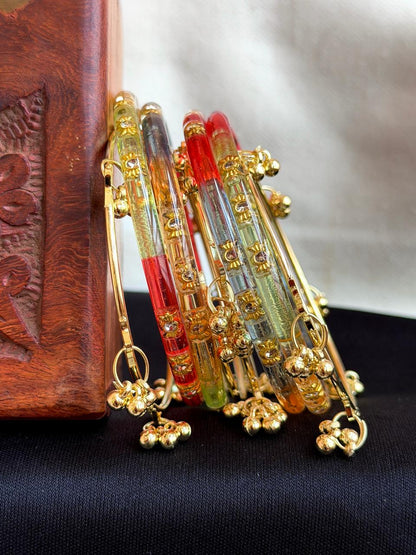Acrylic Bangles with Metal Bangles set