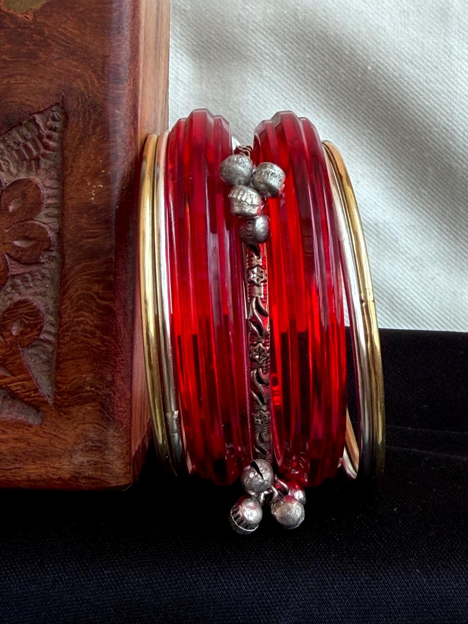 Acrylic Bangle with Metal Bangles set