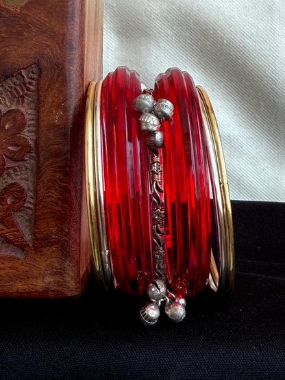 Acrylic Bangle with Metal Bangles set