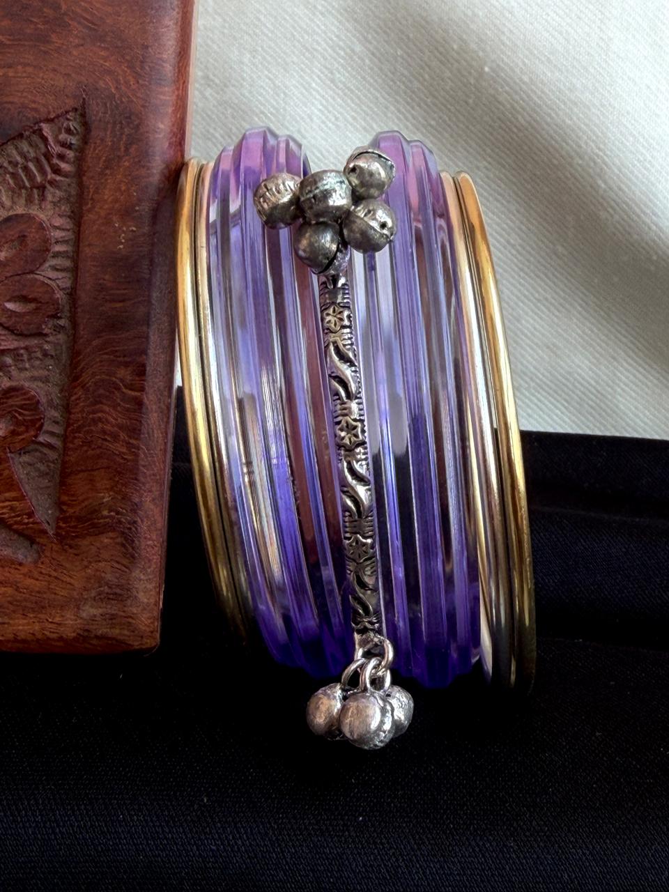 Acrylic Bangle with Metal Bangles set