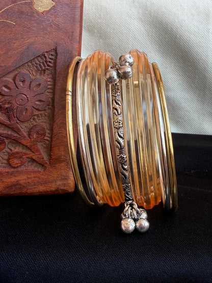 Acrylic Bangle with Metal Bangles set