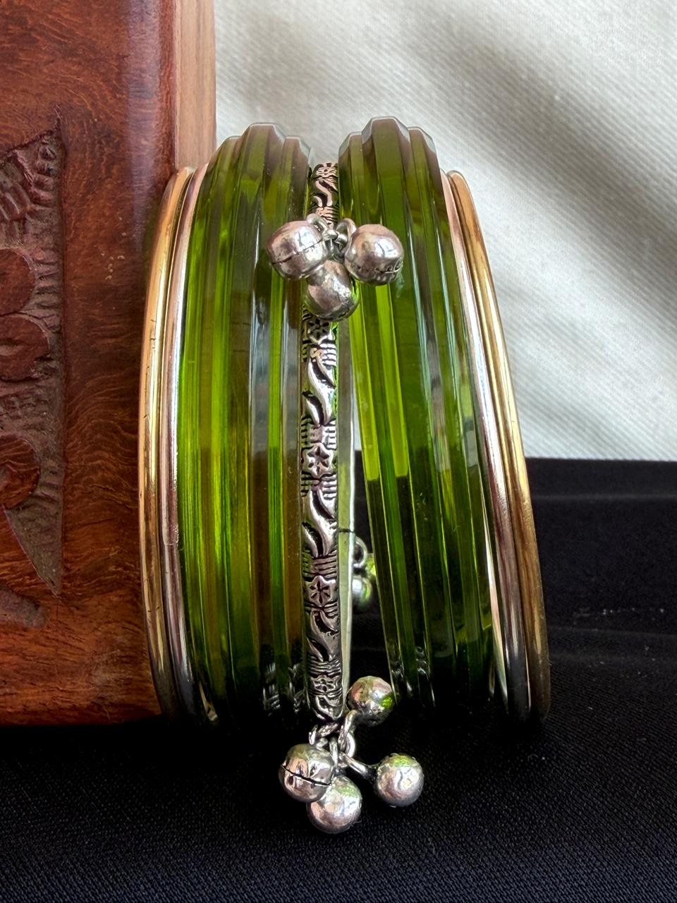 Acrylic Bangle with Metal Bangles set