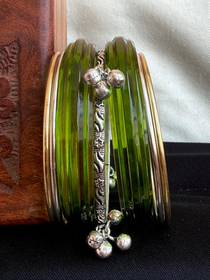 Acrylic Bangle with Metal Bangles set