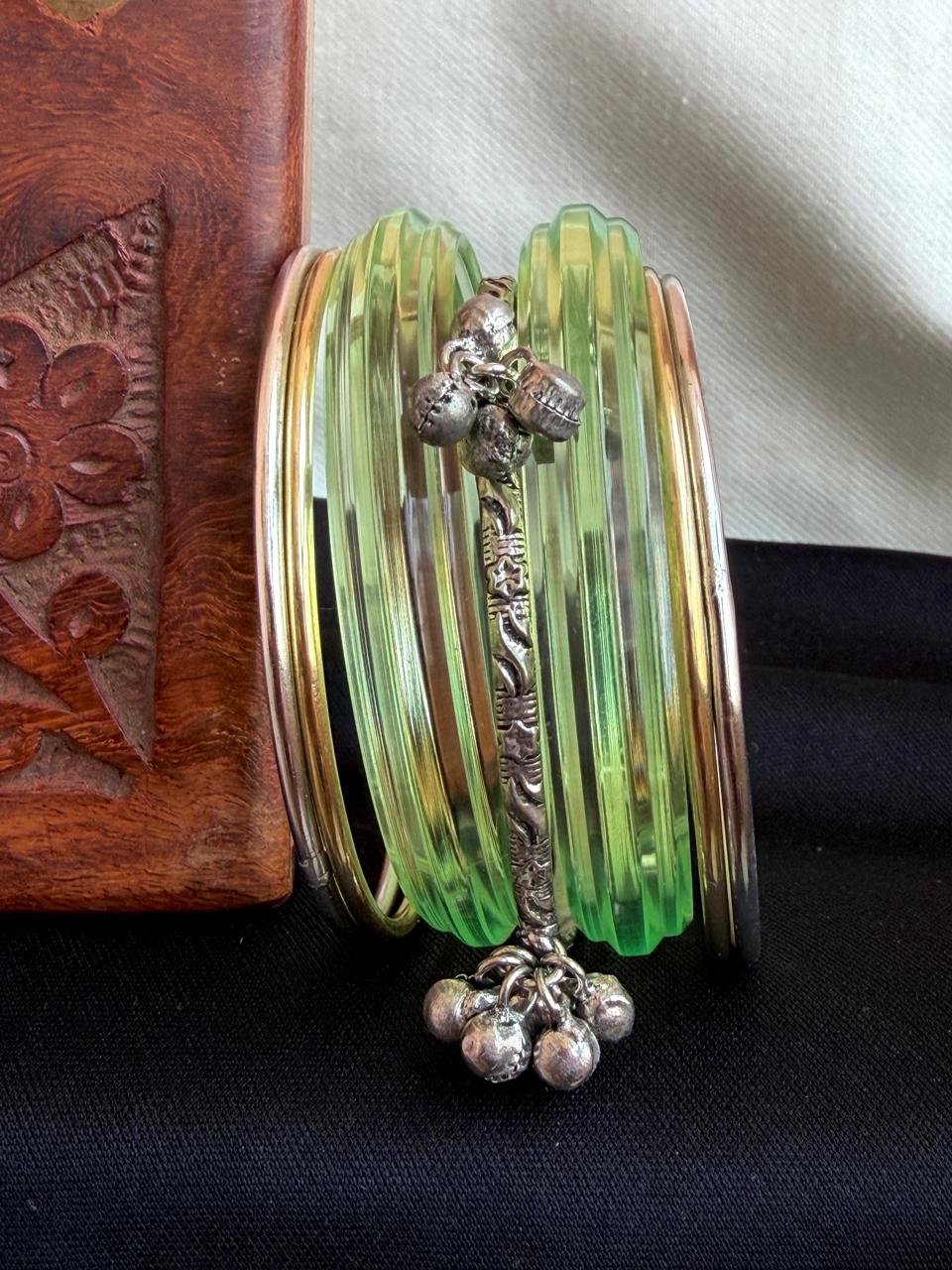 Acrylic Bangle with Metal Bangles set